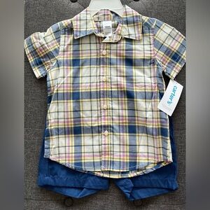 TODDLER 2-PIECE BUTTON-FRONT SHIRT & SHORT SET SIZE 18m